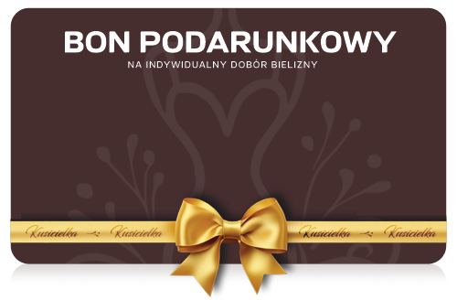 Elegancki bon podarunkowy na brafitting, taping i bieliznę - prezent z salonu Kusicielka Ząbki